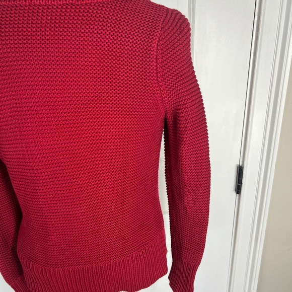 Talbots, Size MP. Red, Wide Collar, V Neck, Long Sleeve Sweater - Picture 9 of 12